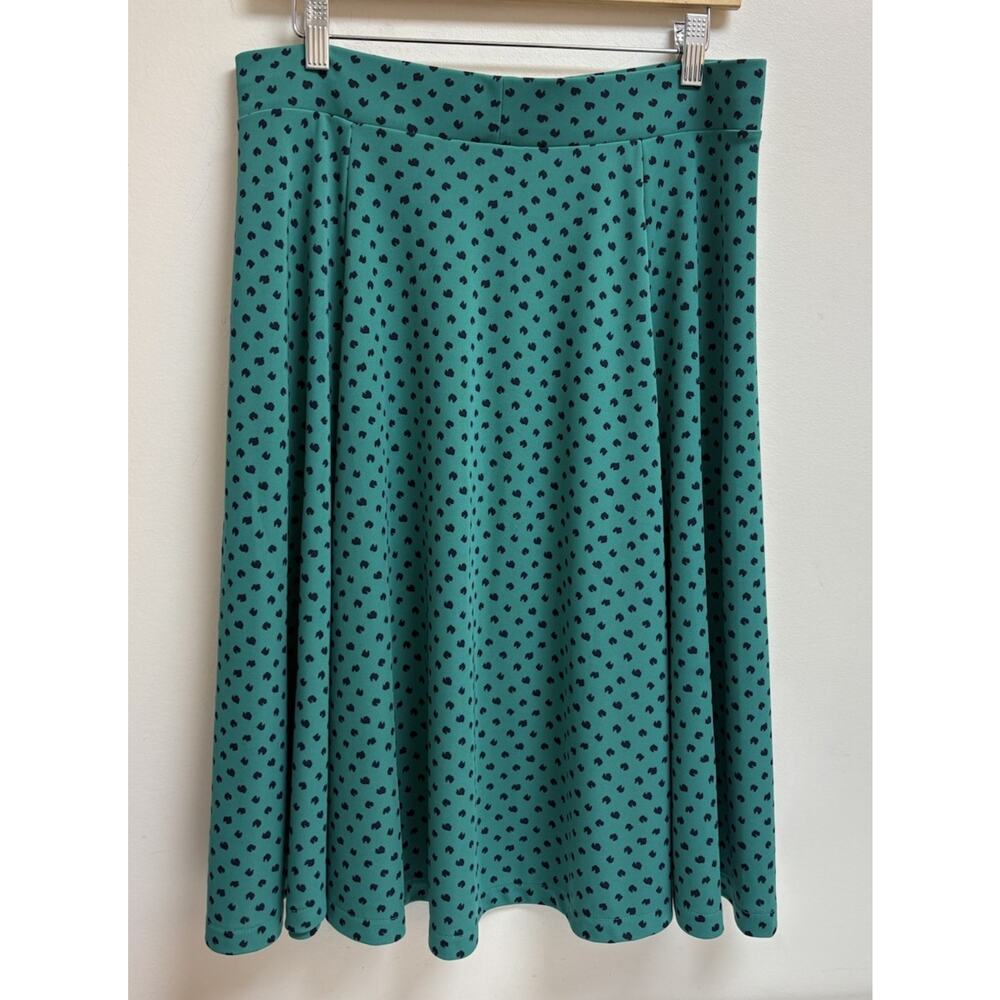 Lands’ End Women’s Green Printed A Line Skirt Size M 10 12 Pull On Stretch - Picture 2 of 5